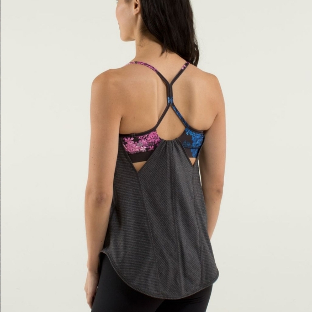 💀Lululemon Roll Out Tank in Heathered Black / Petal Pop Multi / Black - Picture 2 of 14
